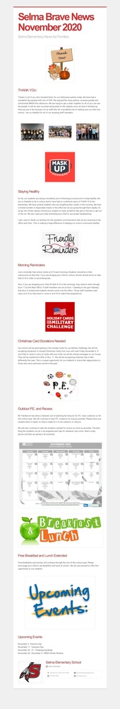 November 2020 SES Newsletter for Families