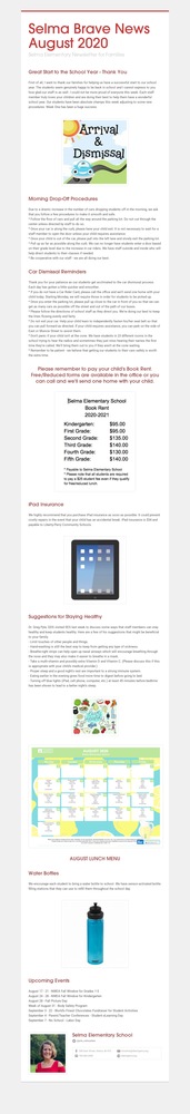 SES August 2020 Newsletter for Families