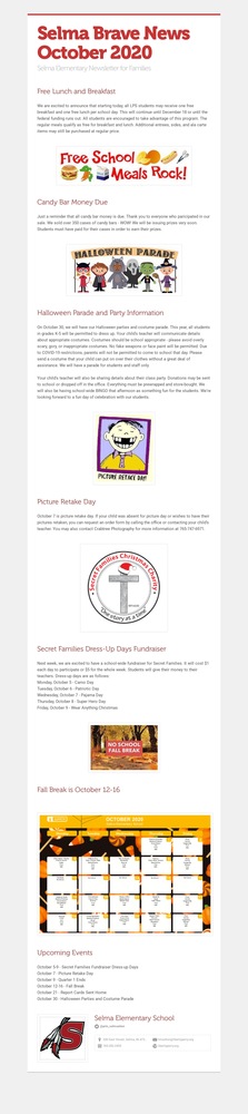 SES October 2020 Newsletter for Families