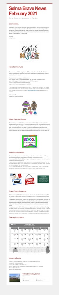 February 2021 SES Newsletter for Families
