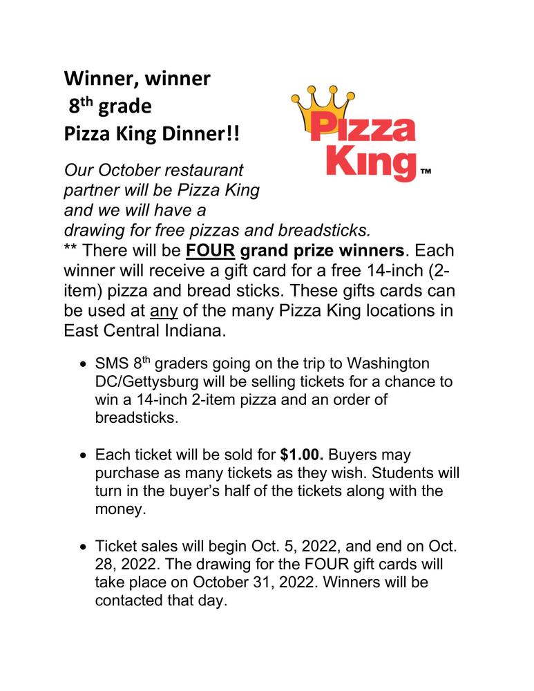 Pizza King Fundraiser