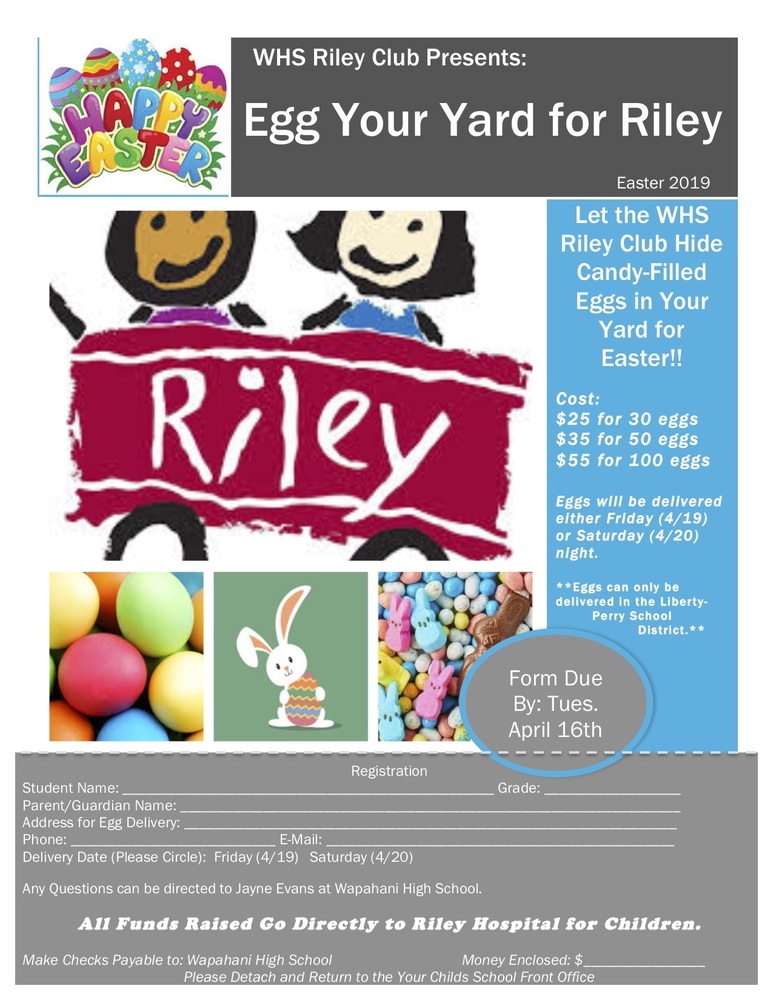 Riley Club Fundraiser - Egg Your Yard for Easter!