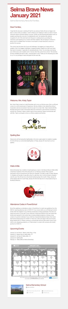 January 2021 SES Newsletter for Families