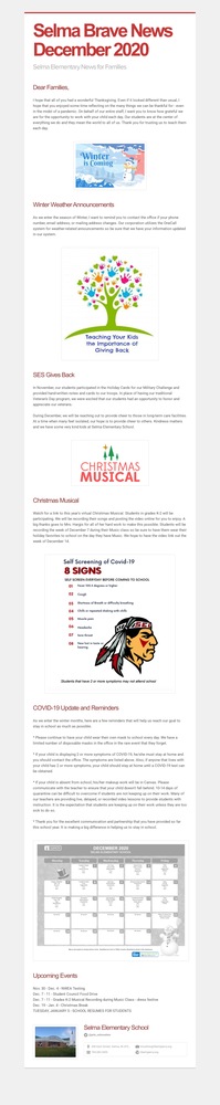 December 2020 SES Newsletter for Families