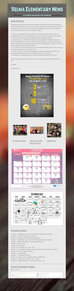 SES October 2019 Newsletter for Families