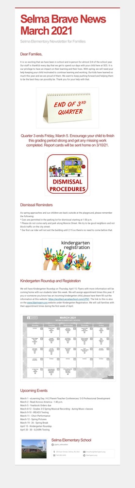 March 2021 SES Newsletter for Families